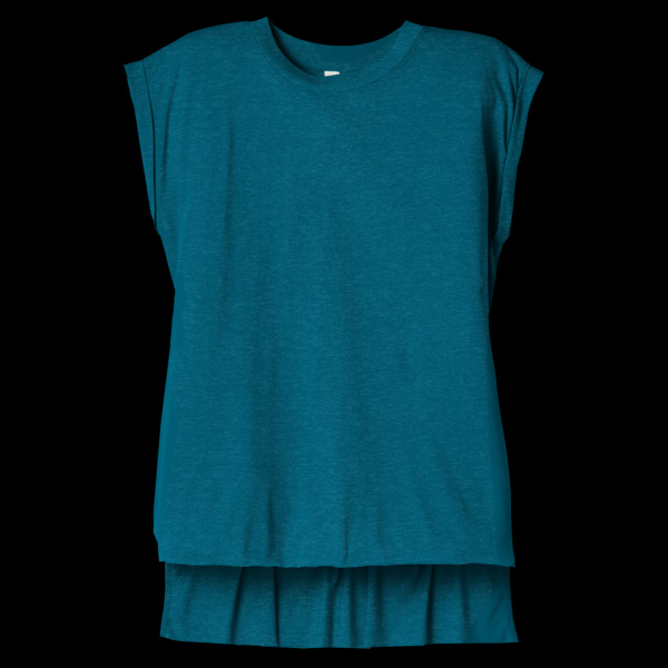 Women's Flowy Muscle Tee with Rolled Cuffs Thumbnail